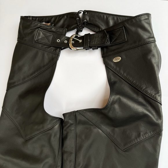 Men’s Genuine Harley Davidson USA Made Leather Chaps Size Large - Picture 2 of 16